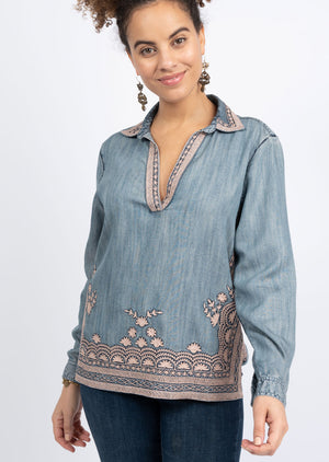 Popover Embroidered Top