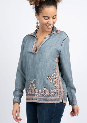 Popover Embroidered Top