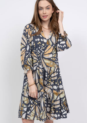 Graphic Print Tiered Dress