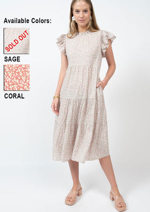Field of Flowers Dress CORAL
